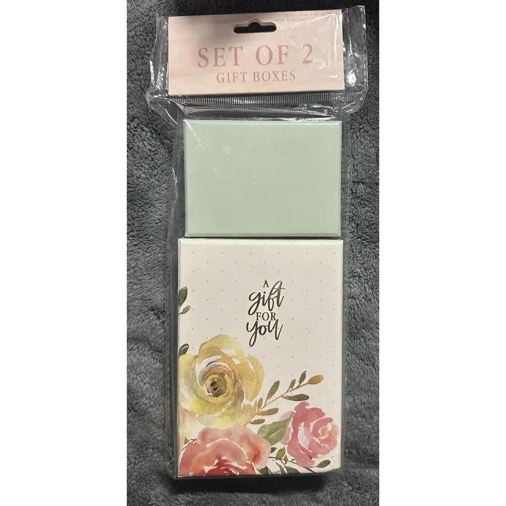 Set of 4 Floral Gift Boxes (2 Sets of 2) Small & Large | “A Gift For You” | New